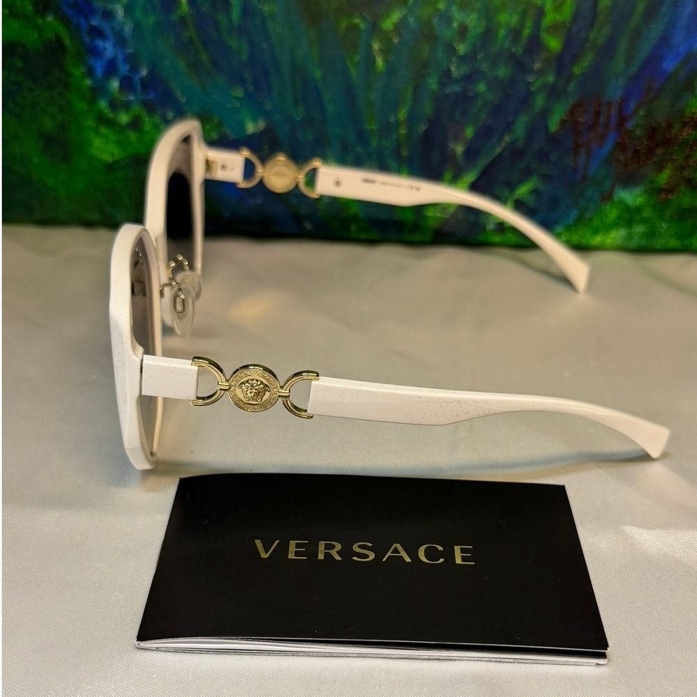 Versace VE 4405 White Medusa Biggie Square Sunglasses New w/COA - Picture 3 of 6